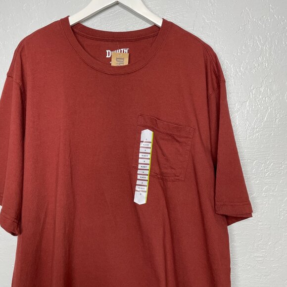 Duluth Trading Men XL Rust Red Relaxed Fit Un-Longtail T-Shirt Crew Neck Cotton - Picture 3 of 7